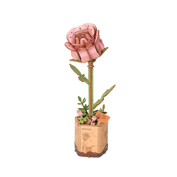 3D Wooden Flower-Pink Rose