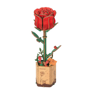 3D Wooden Flower-Red Rose