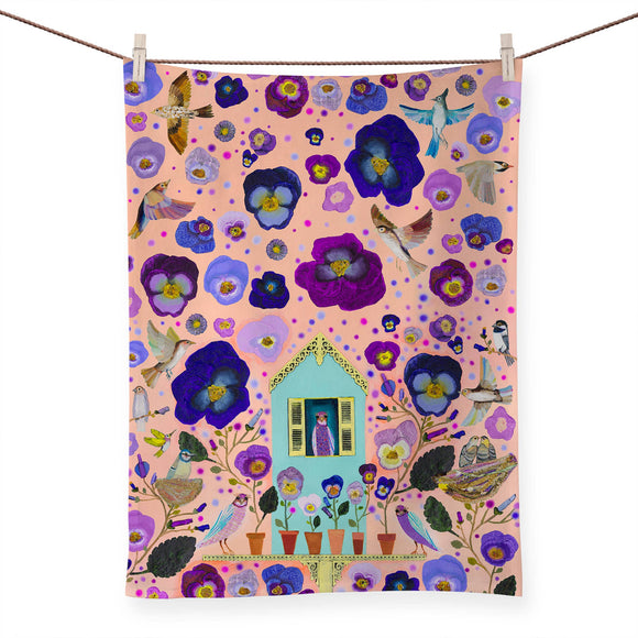 Tea Towels-Purple Finches