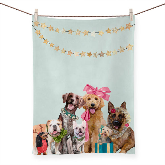 Tea Towels-Festive Dogs